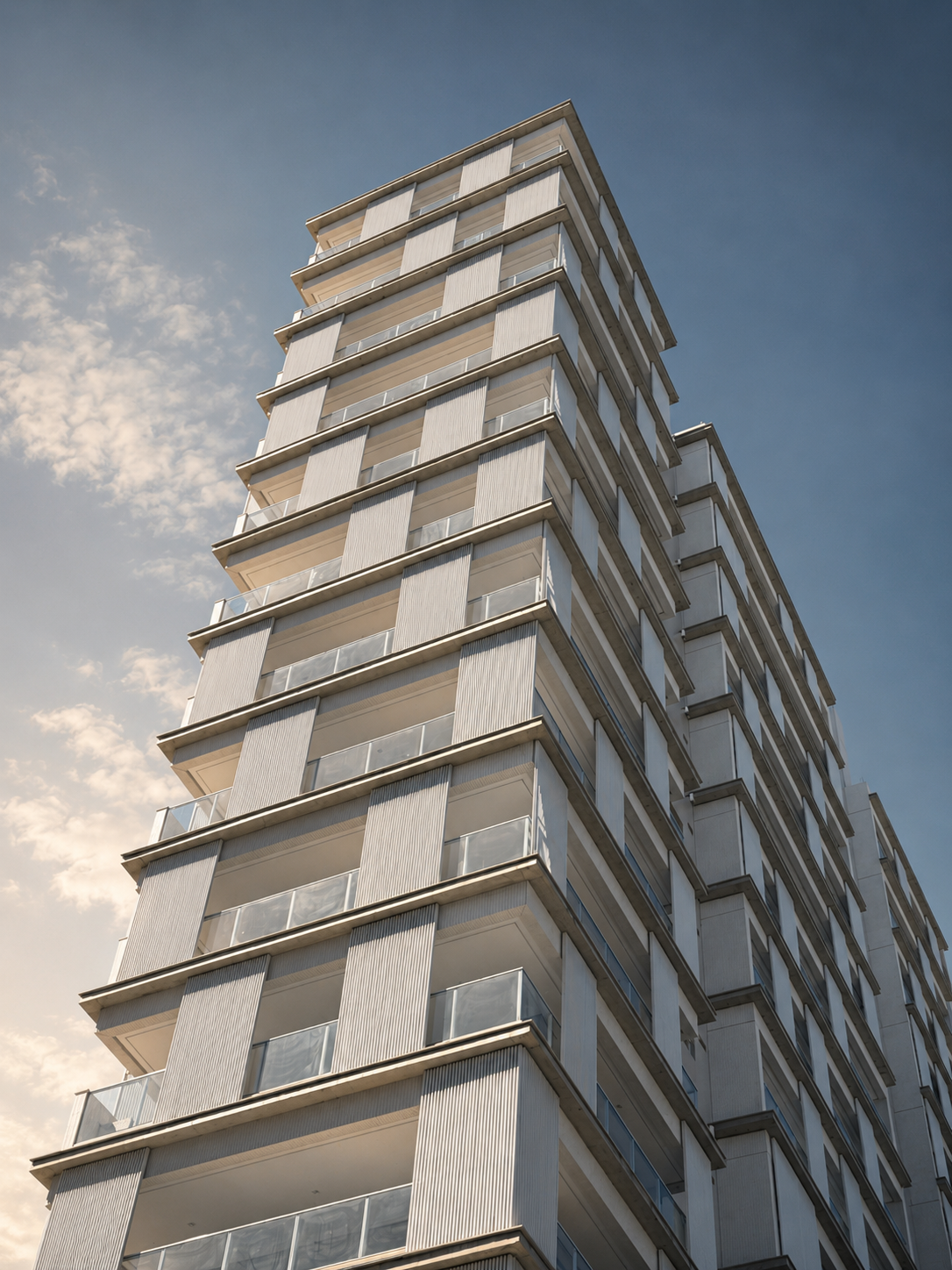 Fachada do Residencial Essência — linhas verticais e ritmo da fachada